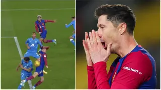 Fans make mockery of Robert Lewandowski as Barcelona striker tried to score with his backside