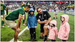 Rugby World Cup: New Zealand's Samuel Whitelock Introduces His Kids to Springboks’ Damian De Allende