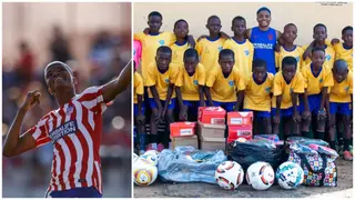 Super Falcons Star Rasheedat Ajibade Donates Over 100 Jerseys, Balls to Grassroot Players in Lagos