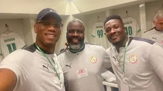 Lovely sight as Ghanaian football star meets other African legends at inauguration of Senegal’s new stadium