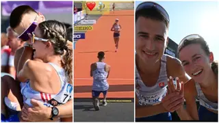 Man proposes to girlfriend at the finish line in World Athletics Championships