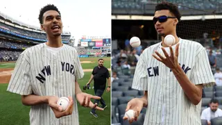 Victor Wembanyama Throws First Pitch at Yankee Stadium Ahead of 2023 NBA Draft: Video