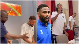 Super Eagles Stars Celebrate Teammate Dennis on His Birthday, Cut Cake As Video Goes Viral