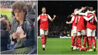 Reactions to Arsenal fan wearing jersey at Tottenham end during derby