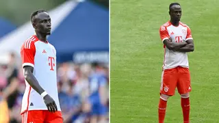Sadio Mane reacts to reporter as Bayern exit looms