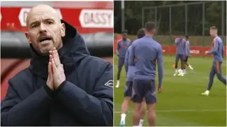 Video of Ten Hag’s coaching staff pointing out Man United’s biggest weakness in training goes viral