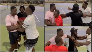 Video: Asamoah Gyan Shows Strength After 'Encounter' With Boxer Freezy Macbones