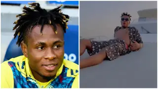 Super Eagles star Chukwueze cruises around on expensive boat, vibes Wizkid's Flower Pads, video