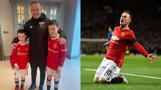 Wayne Rooney's sons stun in Man United kits as they pose with dad