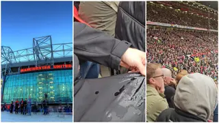 Man United Fan Sparks Reactions After Sharing Video of Leaking Old Trafford During Palace Clash
