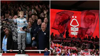 Manchester City and Nottingham Forest fans engage in chant battle