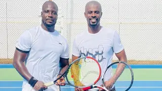 Former Ghana Captain Engages Black Stars Assistant Coach in a Tennis Game in Accra