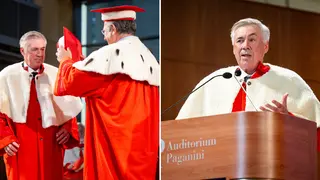 Carlo Ancelotti gets emotional as Real Madrid anthem plays at Parma University ceremony: video