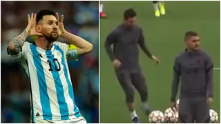 Video: Mischievous Messi smashes Verratti's head with the ball, then gets Neymar in trouble