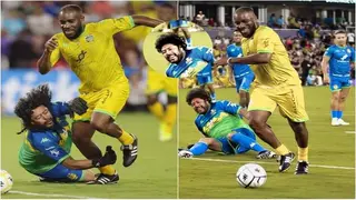 Super Eagles Legend Okocha Dribbles 2 Players as Ronaldinho Looks On At Charity Game