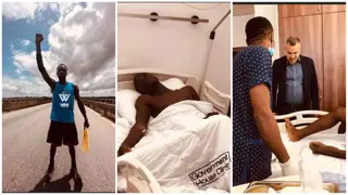 Nigerian Man Who Tried to Break 5 Day Marathon From Lagos to Port Harcourt Lands in Hospital, Video