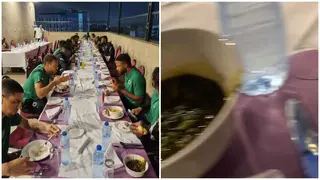 Super Eagles Stars Treated to Special Nigerian Food ‘Eba and Vegetable Soup’ After Win Against Sierra Leone