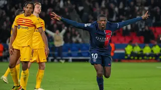 UCL: Ousmane Dembele nets thunderous goal against Barcelona, celebrates wildly against his ex club
