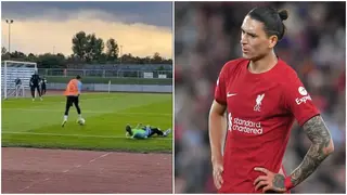 Liverpool's Darwin Nunez trolled as his attempted shot at goal during Uruguay training went horribly wrong