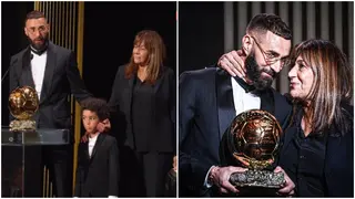 Video of heartwarming moment Benzema invited his mum and son on stage after winning Ballon d'Or spotted