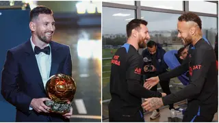 Neymar Celebrates Lionel Messi After Scooping Eighth Ballon D'Or Award