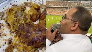 Pitso Mosimane shares dodgy-looking meal; fans chant his name after win