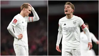 Martin Odegaard: Arsenal captain caught in embarrassing moment in FA Cup loss to Liverpool