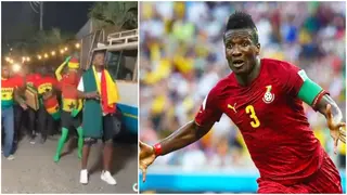 Footage of Former Ghana Captain Asamoah Gyan Leading Support for Black Stars Ahead of Brazil Game