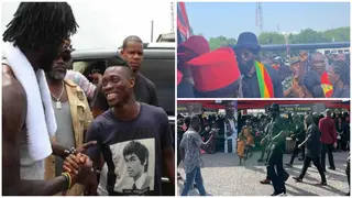 Video of Former Arsenal Star Emmanuel Adebayor Arriving at Christian Atsu's Funeral Spotted