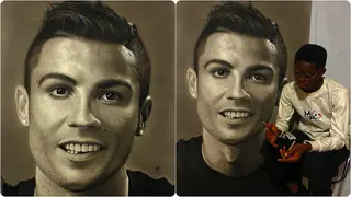 Nigerian Talented Artist Paints Adorable Picture of Cristiano Ronaldo Within 75 Hours