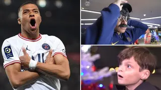 Kylian Mbappe surprises young Paris Saint Germain fans by posing as a cameraman during interview