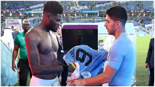 Ghanaian football fans unhappy as Thomas Partey swaps jerseys with Luis Suarez after Uruguay clash