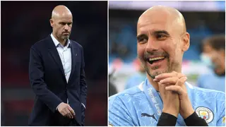 Pep Guardiola laughs when asked about Manchester United amid poor start to season