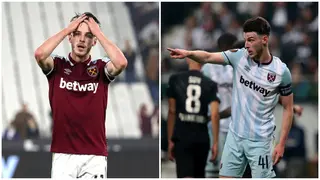 West Ham star Declan Rice caught on video hurling insults at referee after Europe League exit