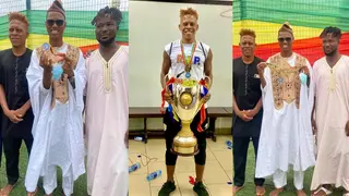 Madina-based Hearts of Oak players present medals to Member of Parliament