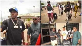 Victor Osimhen: Fans Surround Napoli Striker, Others Arrive In Uyo for AFCON Qualifier: Photos