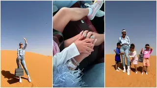 Ronaldo's Partner Shows Off Diamond Ring As She Takes Children on Desert Trip