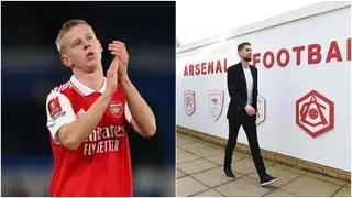 Watch Zinchenko’s Priceless Reaction After He Bumped Into Arsenal New Signing Jorginho