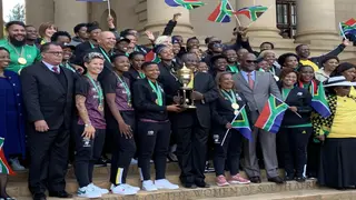 President Cyril Ramaphosa welcomes African champions Banyana Banyana, heaps praise on South Africa's pride