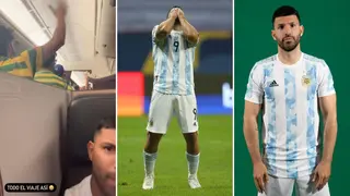 Argentina's Sergio Agüero shares hilarious video of being stuck on a flight with excited Brazilian fans
