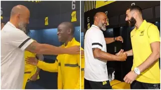 Lovely Moment Al Ittihad Stars Benzema and Kante Link Up With Espirito Santo