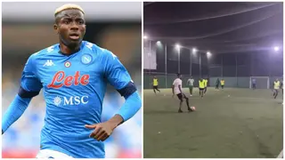 Football Fans Left Gushing in Lagos As Osimhen Dribbles 3 players, Scores an Amazing Goal, Video