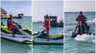 Odion Ighalo Spotted in Relaxation Mood, Personally Sails on Water in VX Wave Runner