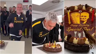 Watch Jose Mourinho Celebrate with Europa Conference League Themed Cake on 60th Birthday