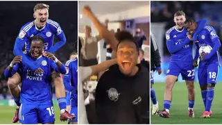 Footage of Priceless Moment Issahaku and Leicester Teammates Discover EPL Promotion Goes Viral