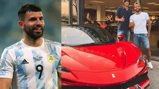 Barcelona forward Sergio Aguero splashes out GHC4m on stunning new electric Ferrari SF90 Stradale