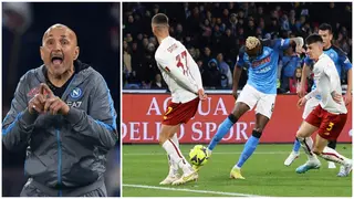 Napoli manager Luciano Spalletti reacts to Victor Osimhen’s stunning goal against Roma