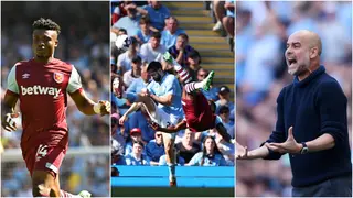 Pep Guardiola Reacts Furiously to Mohammed Kudus' Bicycle Kick Goal, Throws Water Bottle