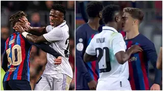 Video: Vinicius and Gavi involved in heated exchanges during tense Copa del Rey clash