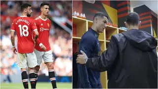 Cristiano Ronaldo: Watch Bruno Fernandes' tense reunion with Man Utd teammate at Portugal camp